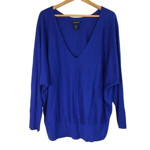 Lane Bryant V Neck Long Sleeve Knit Sweater Royal Blue Plus Size 18 20